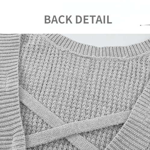Knit Sweater Backless Sexy Gray Sweater