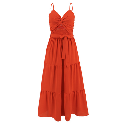 Tie Front Dress Sleeveless Red Dresses