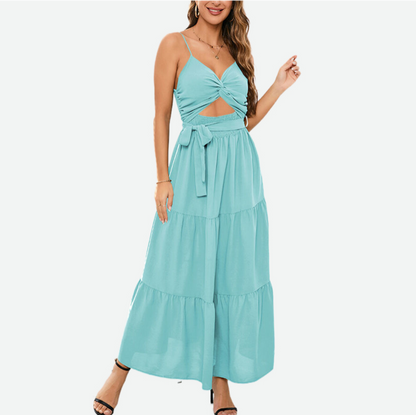 Tie Front Dress Sleeveless in Sage Green