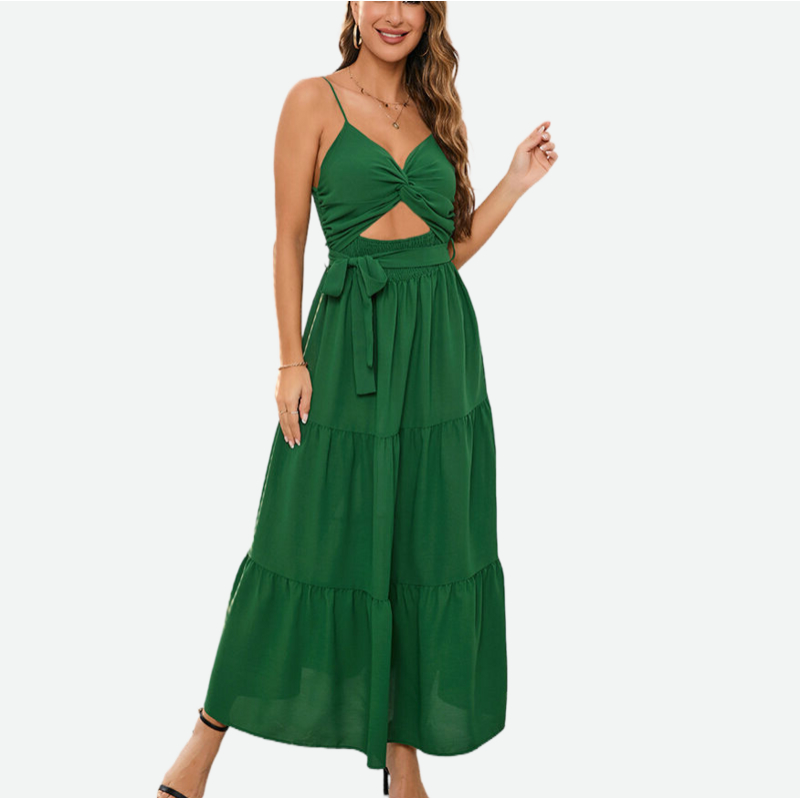 Tie Front Dress Sleeveless Mint Green Maxi Dresses