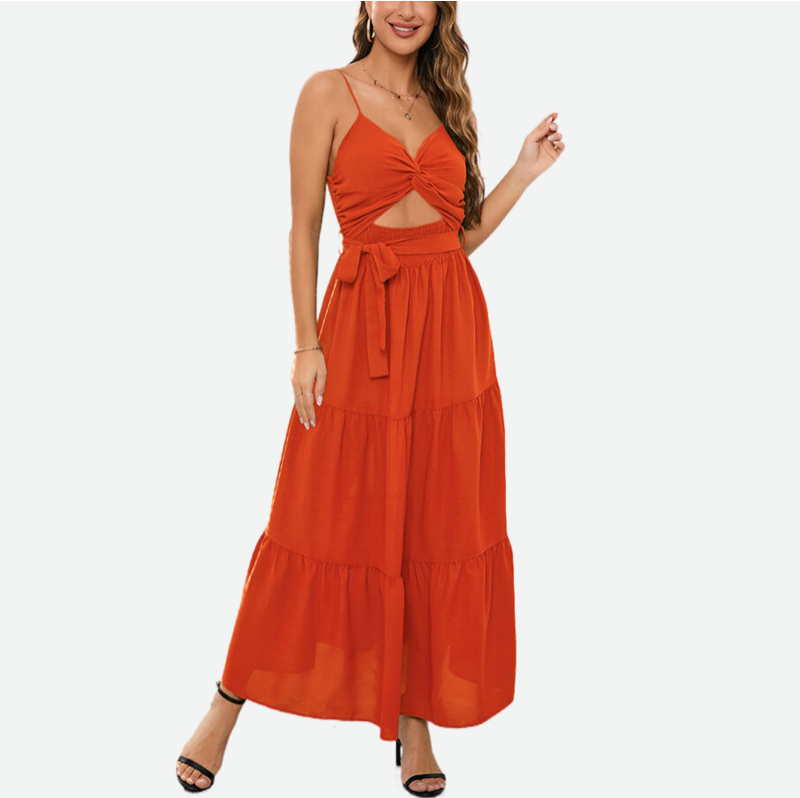 Tie Front Dress Sleeveless Red Dresses
