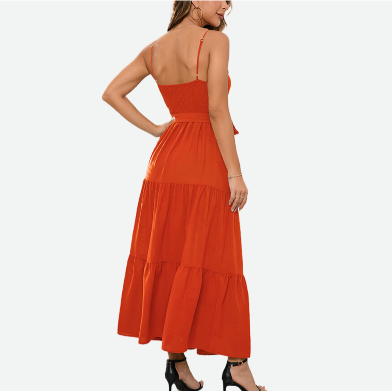 Tie Front Dress Sleeveless Red Dresses