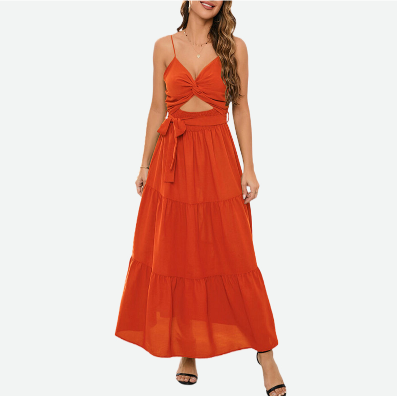 Tie Front Dress Sleeveless Red Dresses