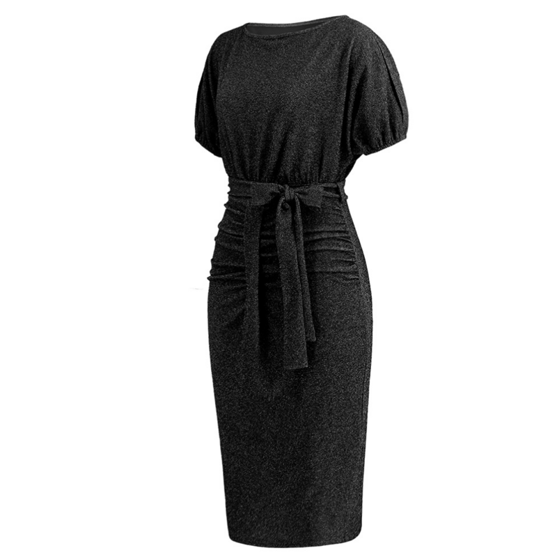 Black Sparkly Formal Dress | Dolman Sleeve Bodycon