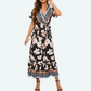 Long Black Summer Dress with Floral Print