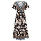 Long Black Summer Dress with Floral Print