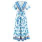 Blue Floral Dress Maxi with Floral Print