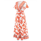 Wrap Maxi Dress in Red Floral Print