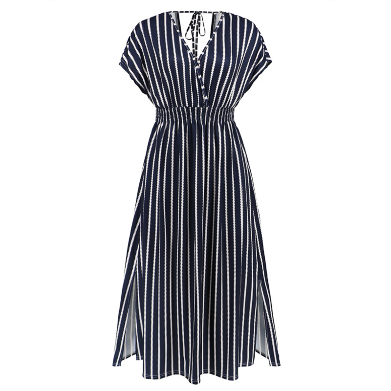 Double Slit Maxi Dress | Stripe Print