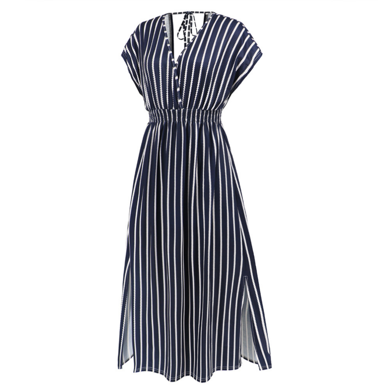 Double Slit Maxi Dress | Stripe Print