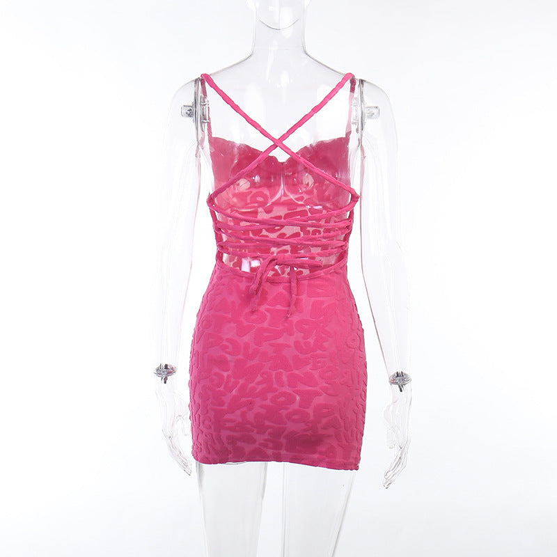 Hot Pink Bodycon Dress | Backless with Strap