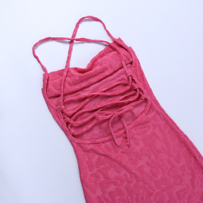 Hot Pink Bodycon Dress | Backless with Strap