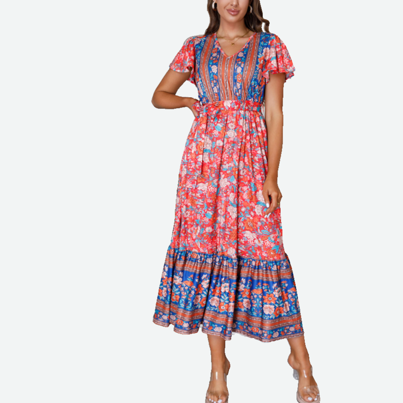 Short Sleeve Maxi Dress Casual 