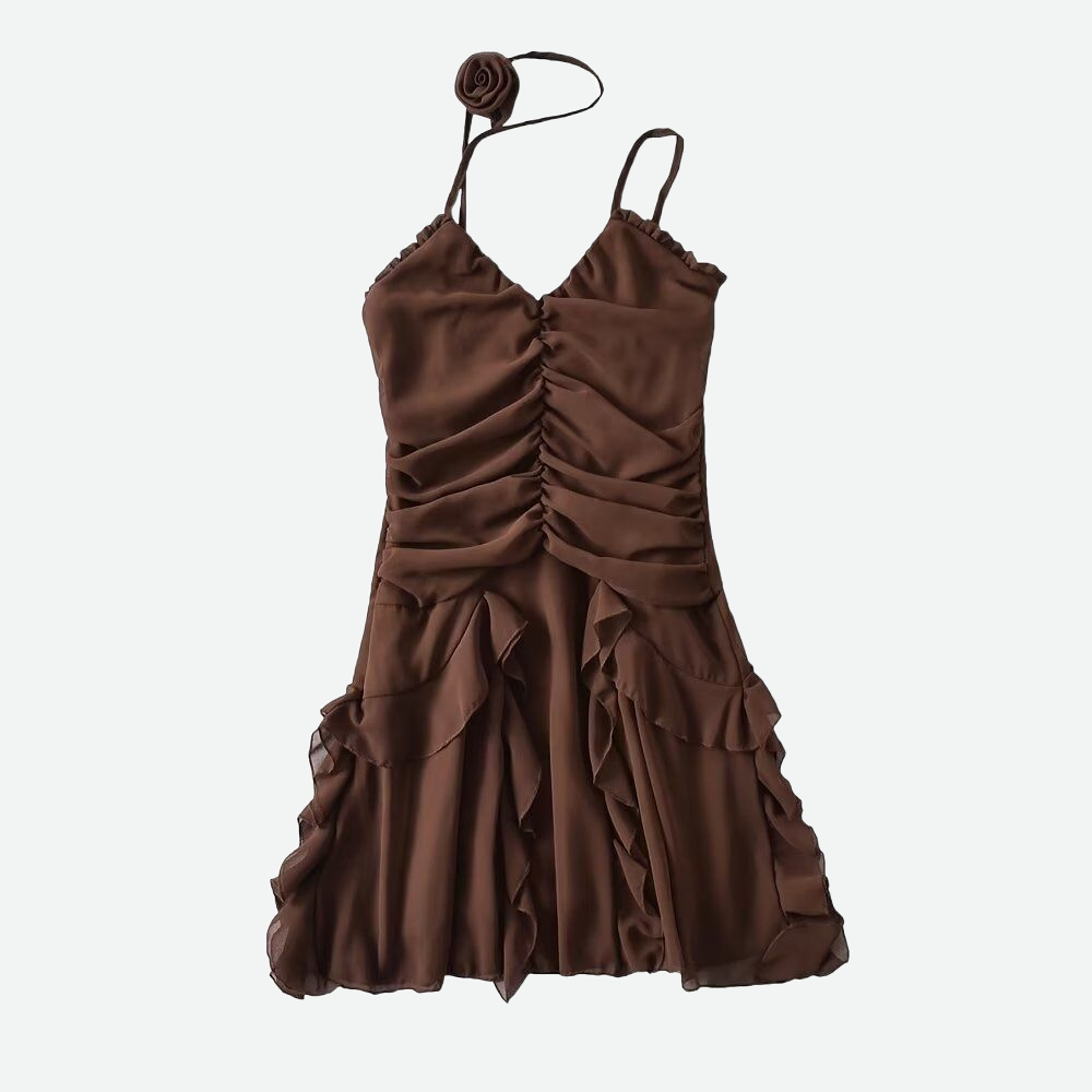 Petitie Mesh Skater Dress Ruffles