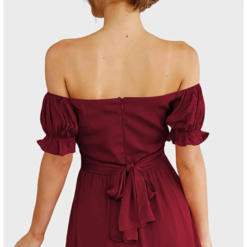 Off The Shoulder Dress Short Sleeve Ruffle Dress