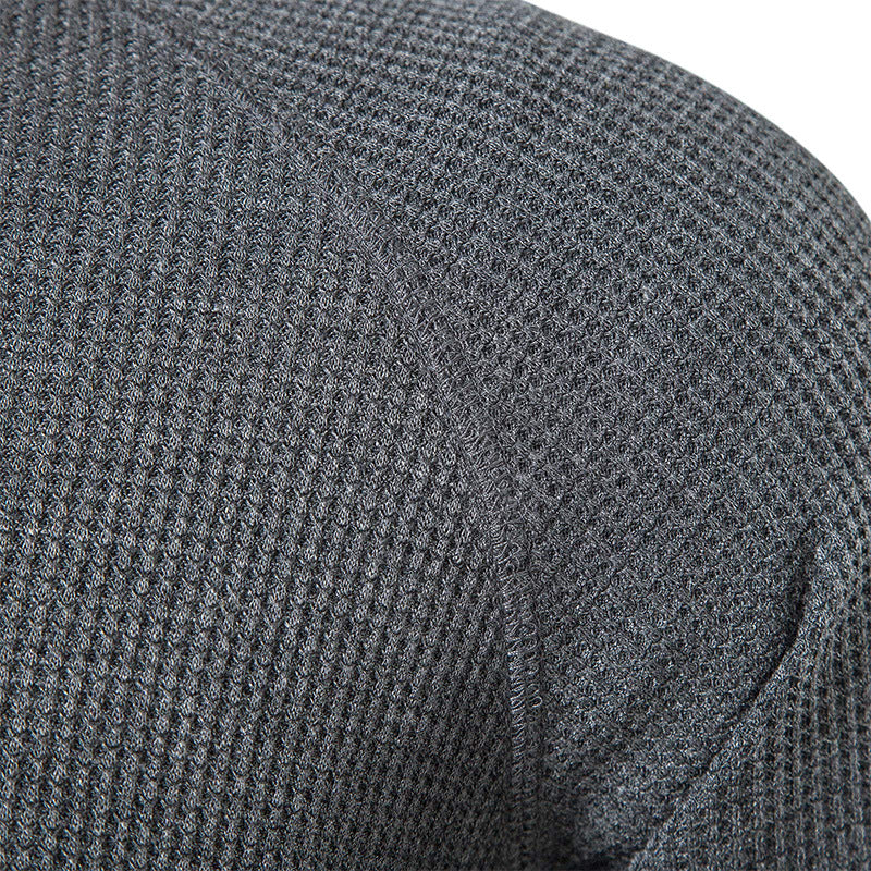 Men's Long Sleeve Henley T Shirts Waffle in White
