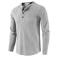 Men's Long Sleeve Henley T Shirts Waffle in Light Gray