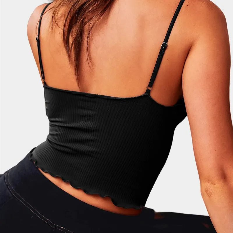 Spaghetti Strap Crop Top in Black 3 IN 1