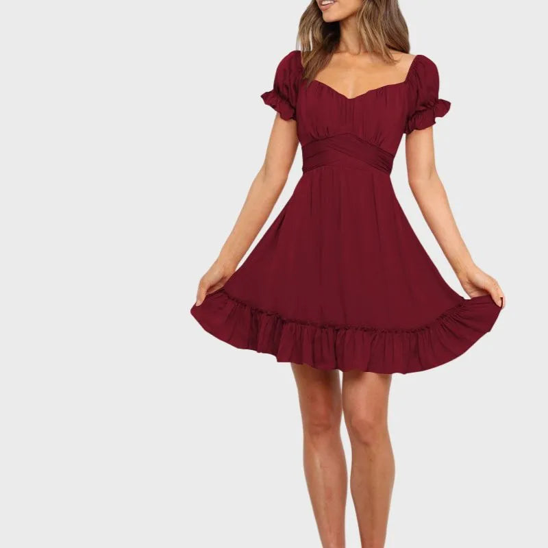 Off The Shoulder Dress Short Sleeve Ruffle Dress