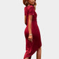 Red Wrap Dress Short Sleeve Crew Neck Midi Dress