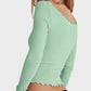 Green Long Sleeve Crop Top