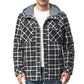 Men's Flannel Sherpa Lined Shirt Jackets Checkered with Hood
