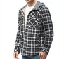 Men's Flannel Sherpa Lined Shirt Jackets Checkered with Hood