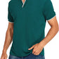 Men's V-neck Collar Polo Shirt Casual Summer Basic Tops in Green