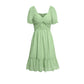 Green Holiday Dresses Puffed Short Sleeve