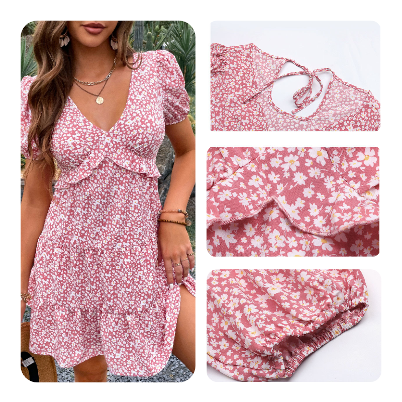 Pink Floral Mini Dress