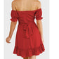 Red Off The Shoulder Dress Ruffle Dress for Women