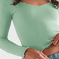 Green Long Sleeve Crop Top