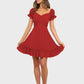 Red Off The Shoulder Dress Ruffle Dress for Women