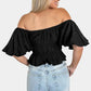 Black Puff Sleeve Crop Top
