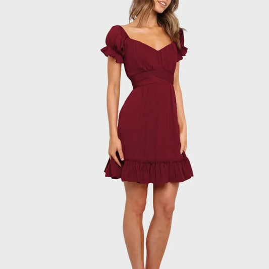 Off The Shoulder Dress Short Sleeve Ruffle Dress