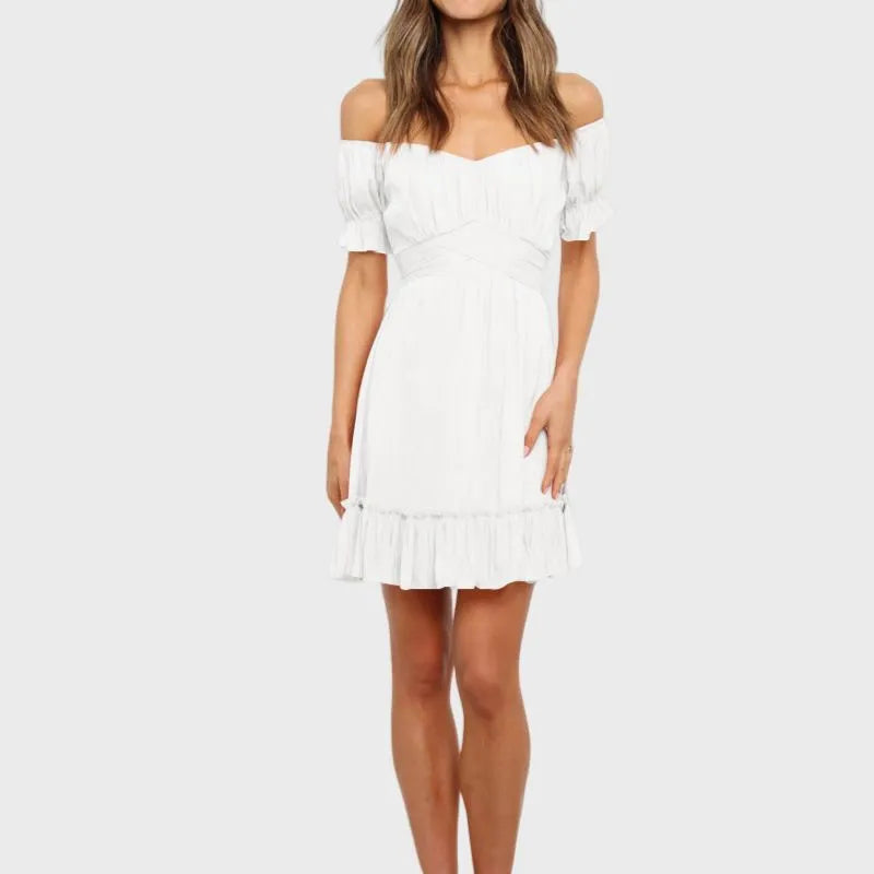 White Off The Shoulder Dress Ruffle Wedding Dress