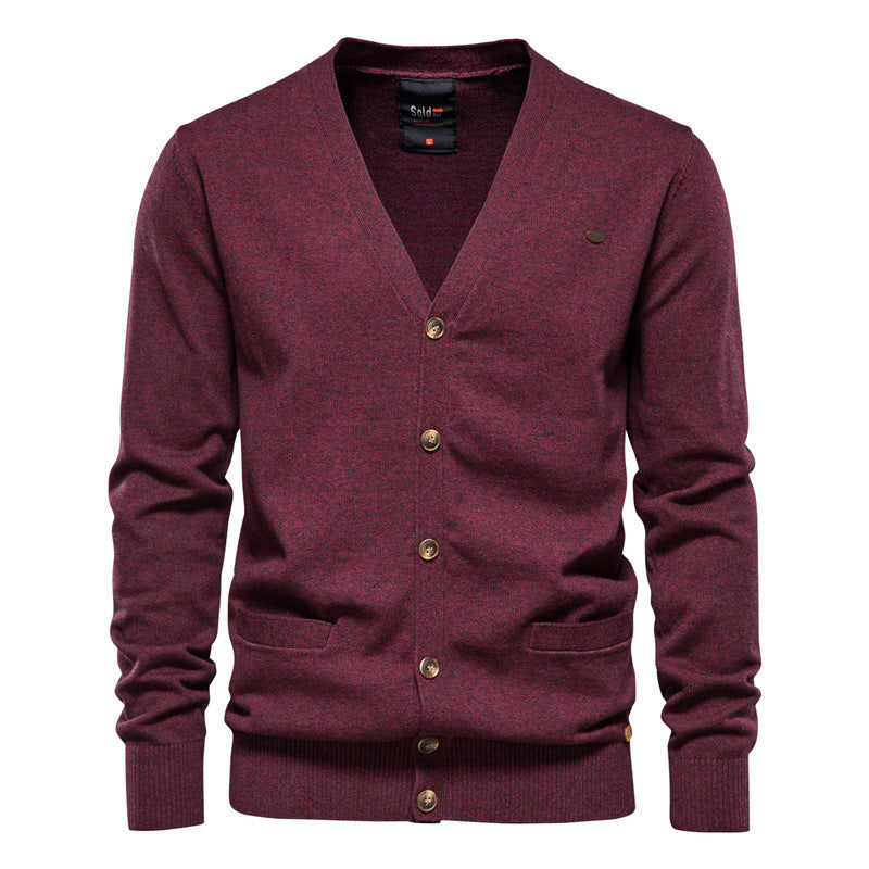 Men's Lightweight V-Neck Knit Casual Cardigan Sweater With Button