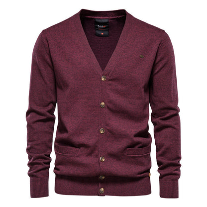 Men's Lightweight V-Neck Knit Casual Cardigan Sweater With Button