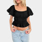 Black Puff Sleeve Crop Top