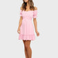 Pink Off The Shoulder Dress Ruffle Wedding Guest Dress