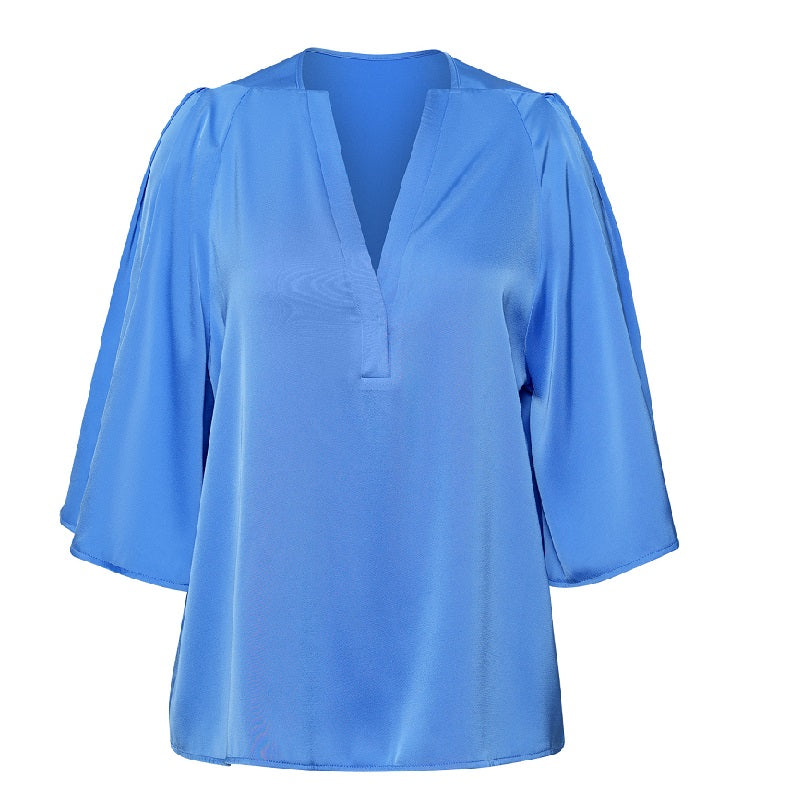 Blue Satin Blouse