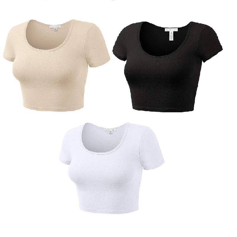 Black Crop Top Short Sleeve for Women