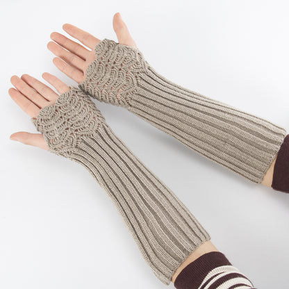 Long Fingerless Gloves Dragon Scale Crochet in Grey