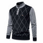 Men's Knitted Sweater Diamond Pattern Pullover Color Block
