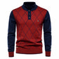 Men's Knitted Sweater Diamond Pattern Pullover Color Block