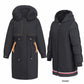 Women's 2-in-1 Winter Coat with Inner Warm Fleece Coat Fur Collar Long Padding Jacket in Black
