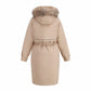 Women's 2-in-1 Winter Coat with Inner Warm Fleece Coat Fur Collar Long Padding Jacket in Brown