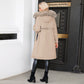 Women's 2-in-1 Winter Coat with Inner Warm Fleece Coat Fur Collar Long Padding Jacket in Brown