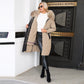 Women's 2-in-1 Winter Coat with Inner Warm Fleece Coat Fur Collar Long Padding Jacket in Brown