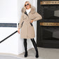 Women's 2-in-1 Winter Coat with Inner Warm Fleece Coat Fur Collar Long Padding Jacket in Brown